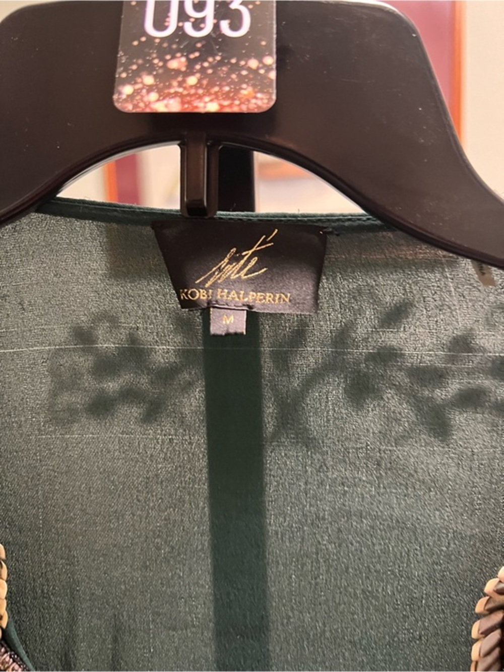 NWOT Kobi Halperin Emerald Green Embellished V-Neck Blouse Small #-93